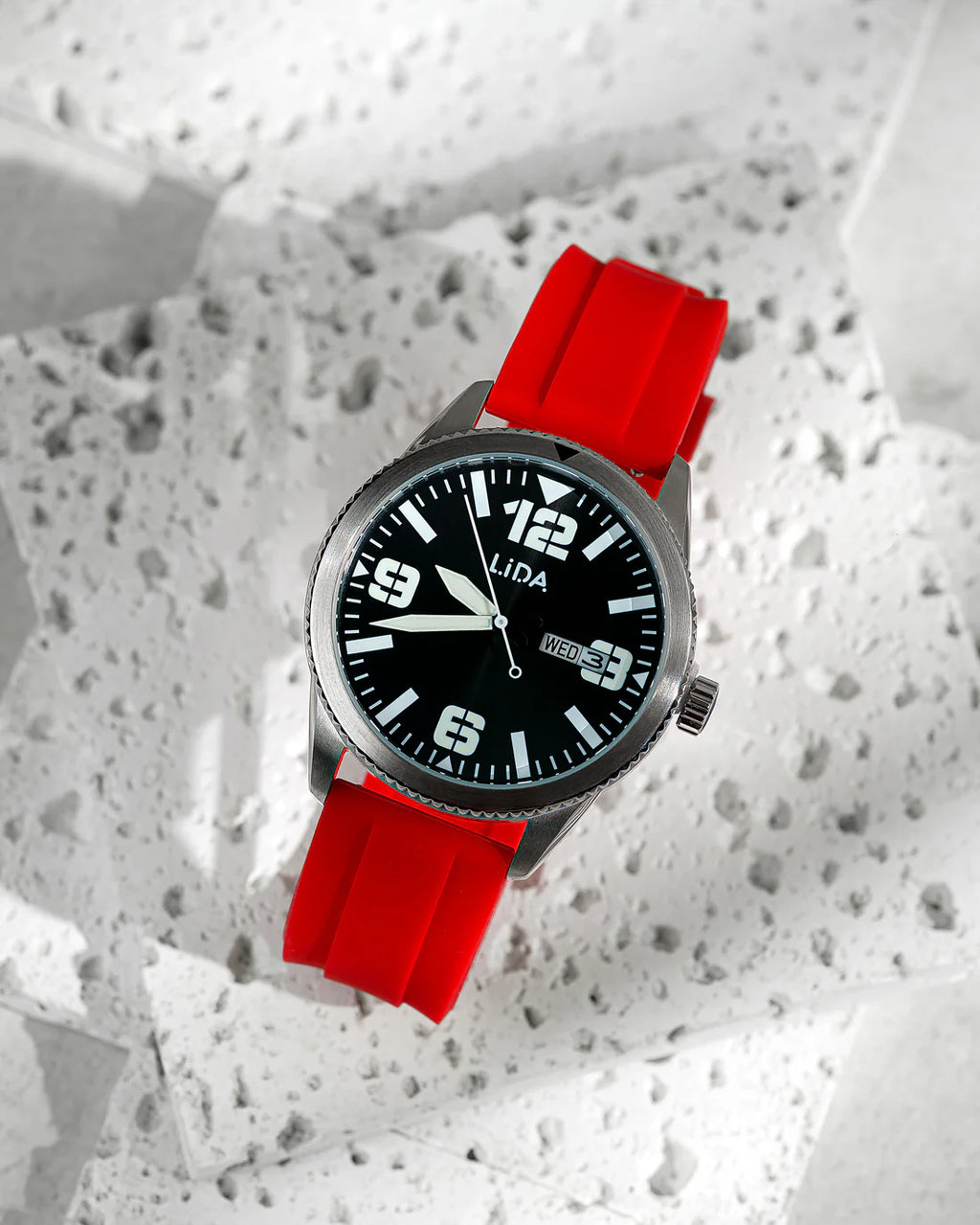 Lida Red Silicone Date Watch LD00005