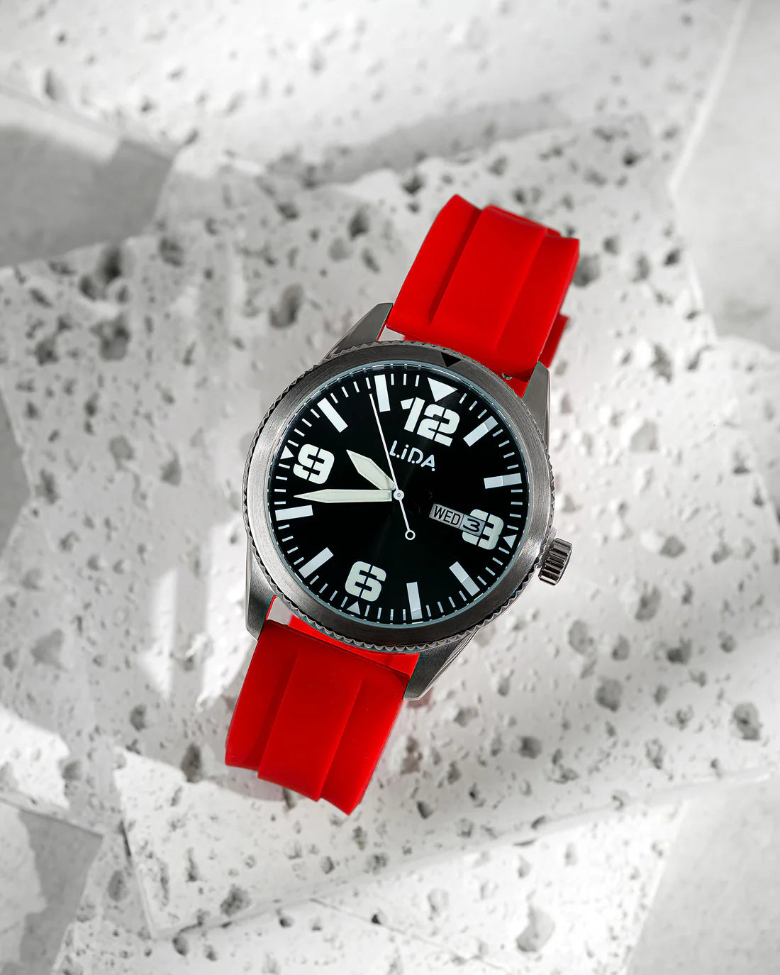 Lida Red Silicone Date Watch LD00005