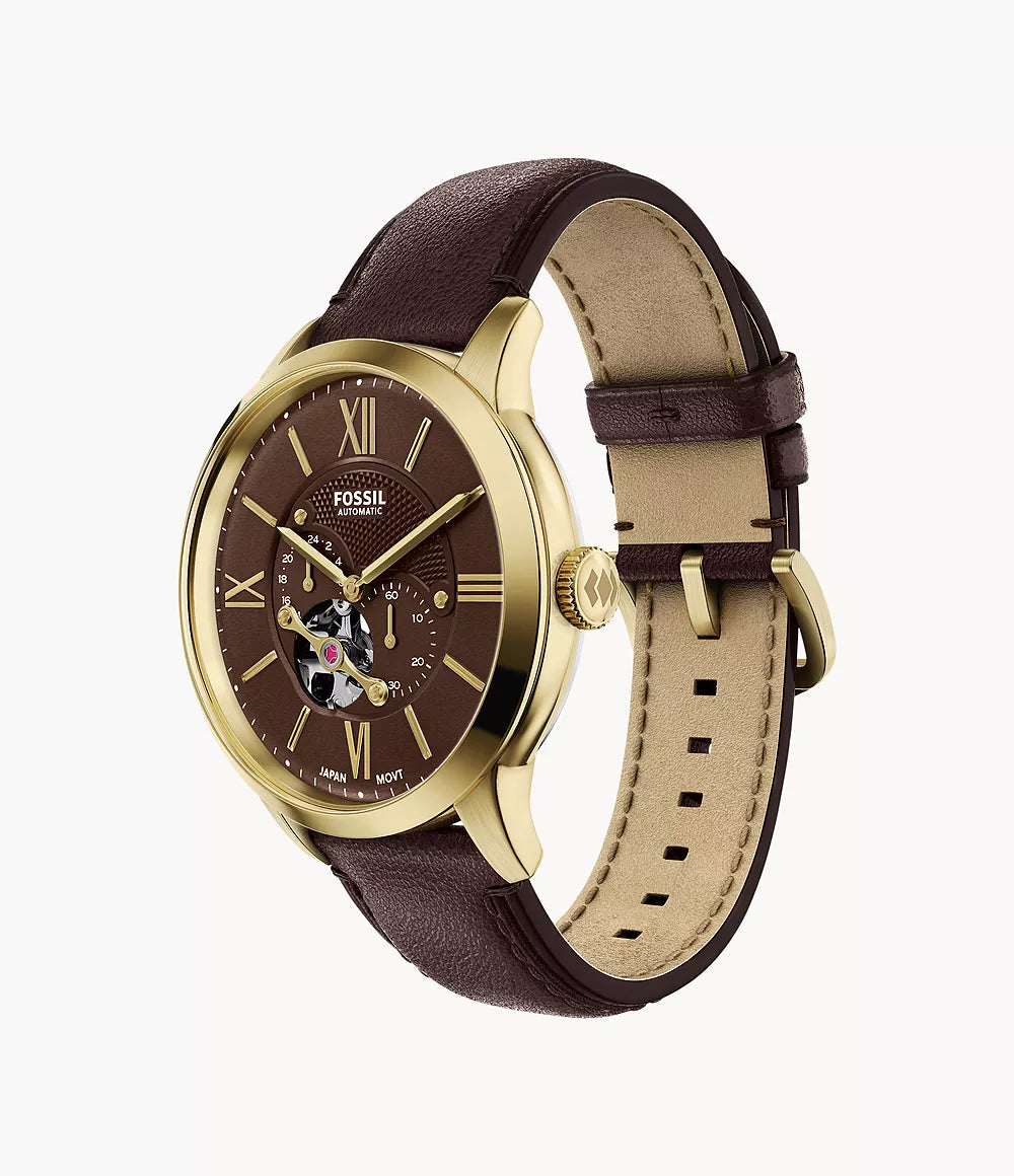 Townsman 44mm Automatic Brown Leather Watch ME3286