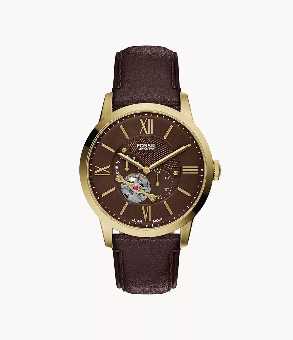 Townsman 44mm Automatic Brown Leather Watch ME3286