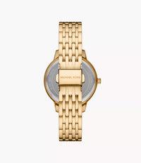 MK1051SET Michael Kors Three-Hand Gold-Tone Stainless Steel Watch and Slider Bracelet Set