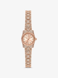 Mini Lexington Pavé Rose Gold-Tone Watch MK4863