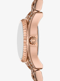 Mini Lexington Pavé Rose Gold-Tone Watch MK4863
