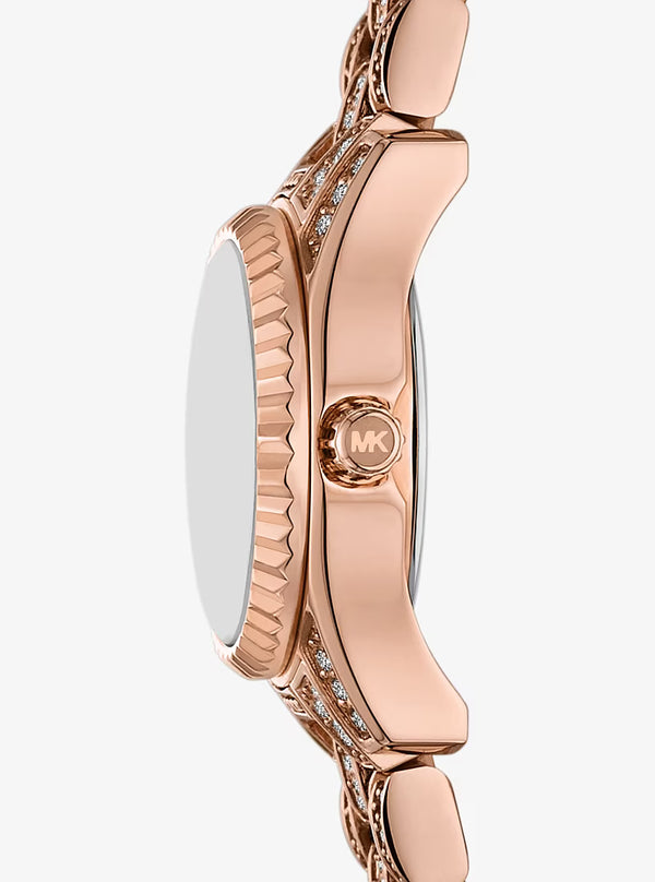 Mini Lexington Pavé Rose Gold-Tone Watch MK4863