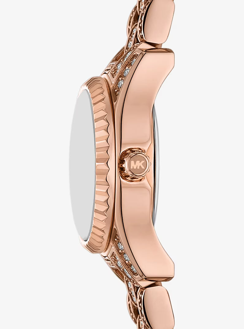 Mini Lexington Pavé Rose Gold-Tone Watch MK4863