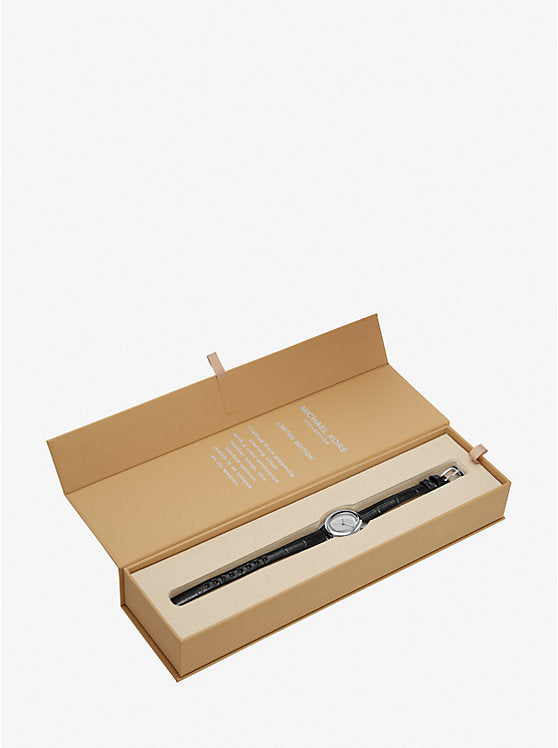 Michael Kors Limited-Edition Petite Maude Silver-Tone and Crocodile Embossed Leather Watch MK4939LE