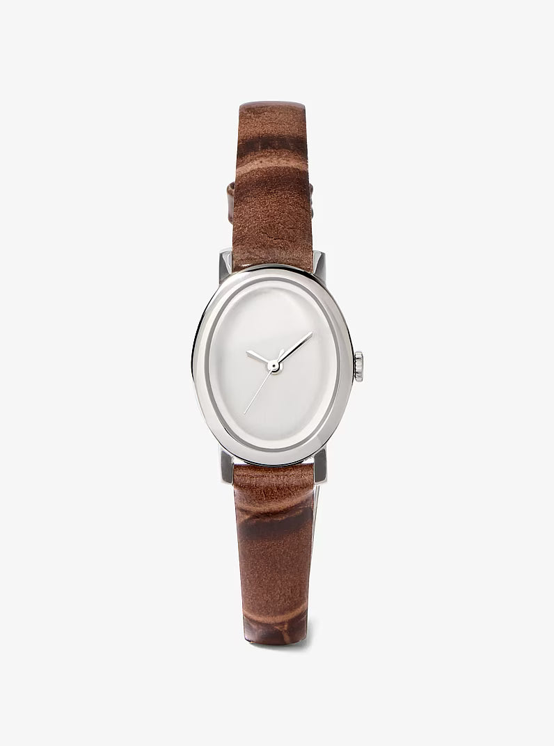 Limited-Edition Petite Maude Silver-Tone and Crocodile Embossed Leather Watch MK4940LE