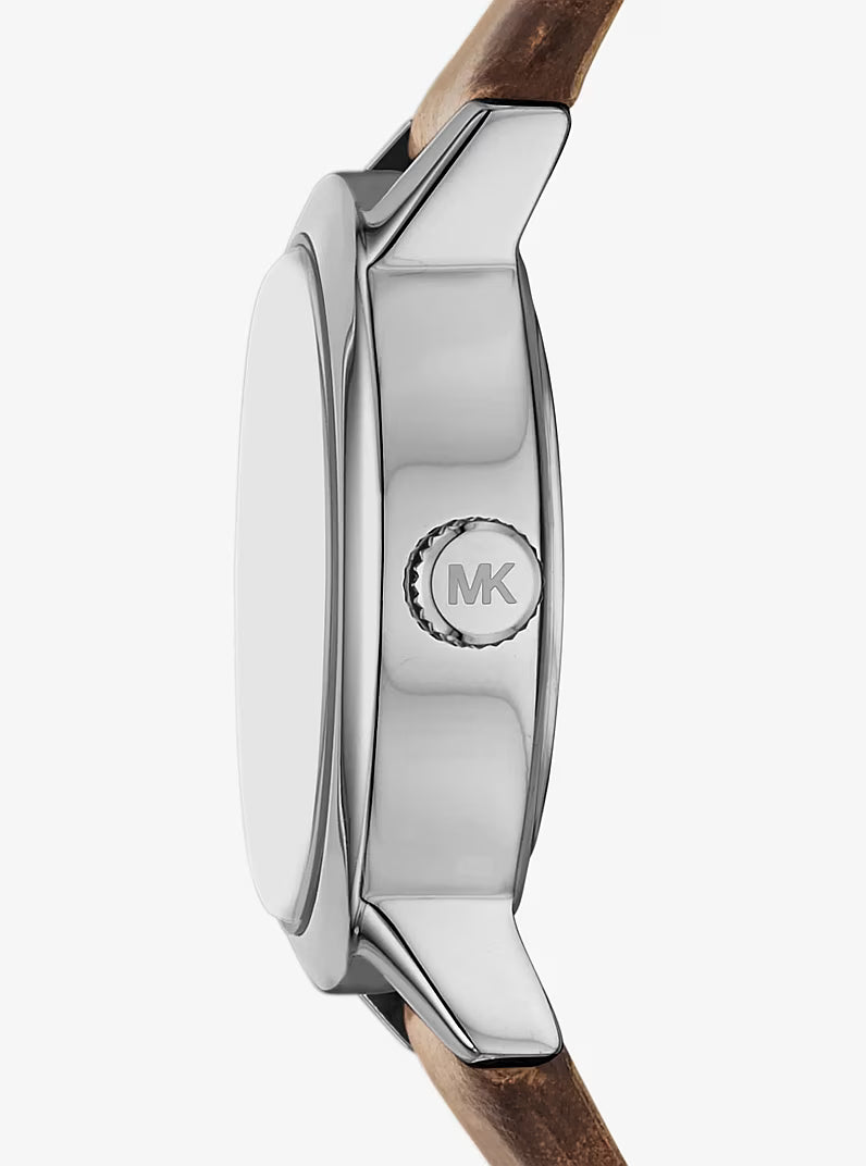 Limited-Edition Petite Maude Silver-Tone and Crocodile Embossed Leather Watch MK4940LE