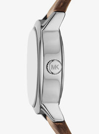 Limited-Edition Petite Maude Silver-Tone and Crocodile Embossed Leather Watch MK4940LE