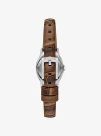 Limited-Edition Petite Maude Silver-Tone and Crocodile Embossed Leather Watch MK4940LE