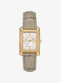 Essex Gold-Tone and Crocodile Embossed Leather Watch MK4964