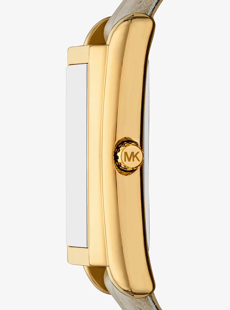 Essex Gold-Tone and Crocodile Embossed Leather Watch MK4964