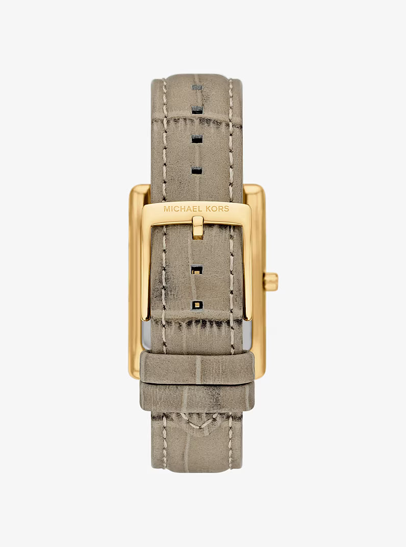 Essex Gold-Tone and Crocodile Embossed Leather Watch MK4964