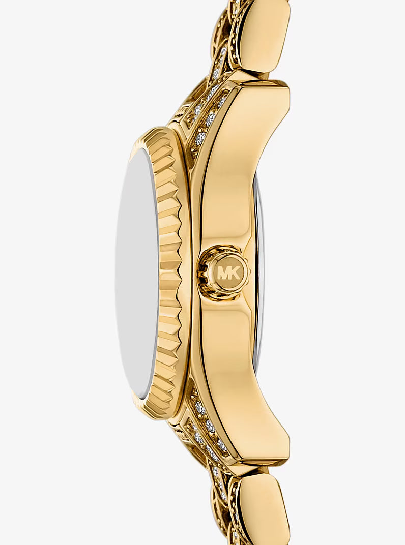 Micro Lexington Pavé Gold-Tone Watch MK4980