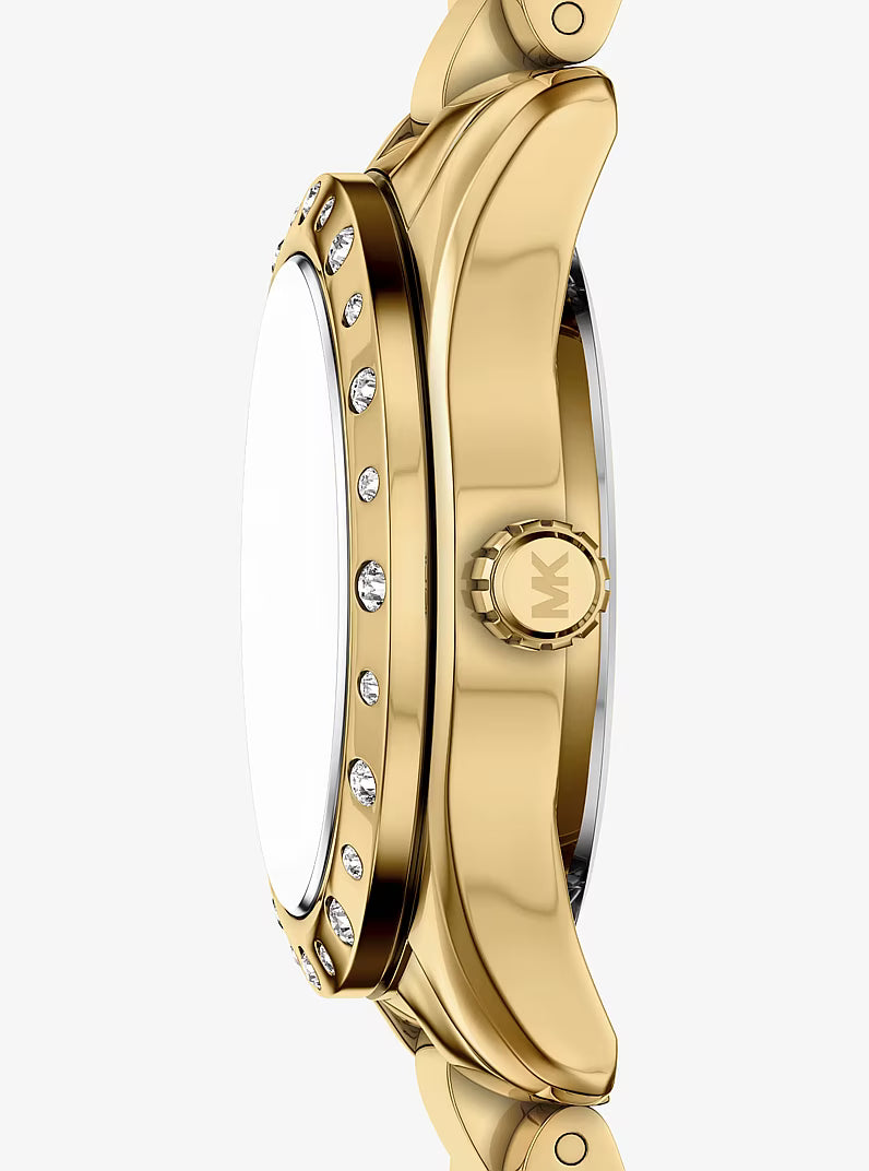 Petite Lexington Pavé Gold Watch and Heart Bracelet Gift Set MK4992SET