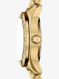 Petite Lexington Pavé Gold Watch and Heart Bracelet Gift Set MK4992SET