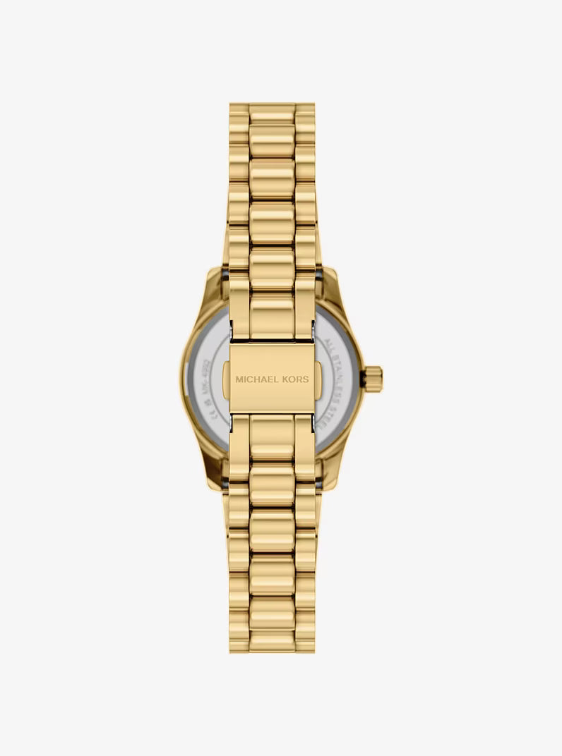 Petite Lexington Pavé Gold Watch and Heart Bracelet Gift Set MK4992SET