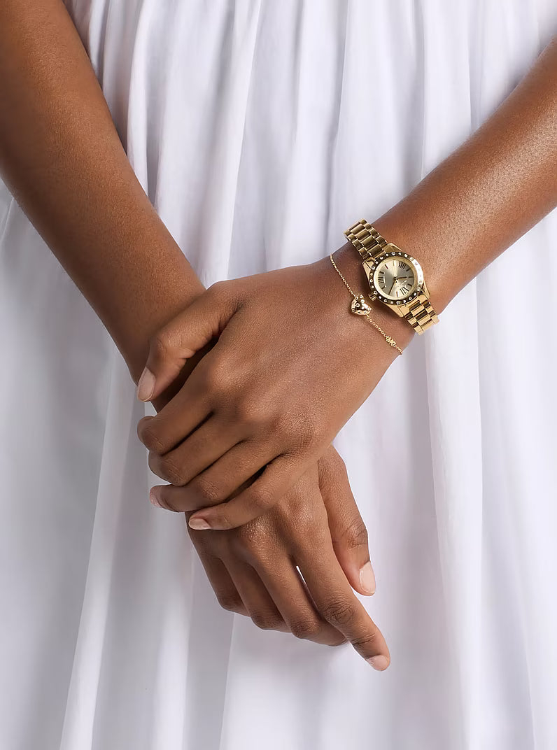 Petite Lexington Pavé Gold Watch and Heart Bracelet Gift Set MK4992SET