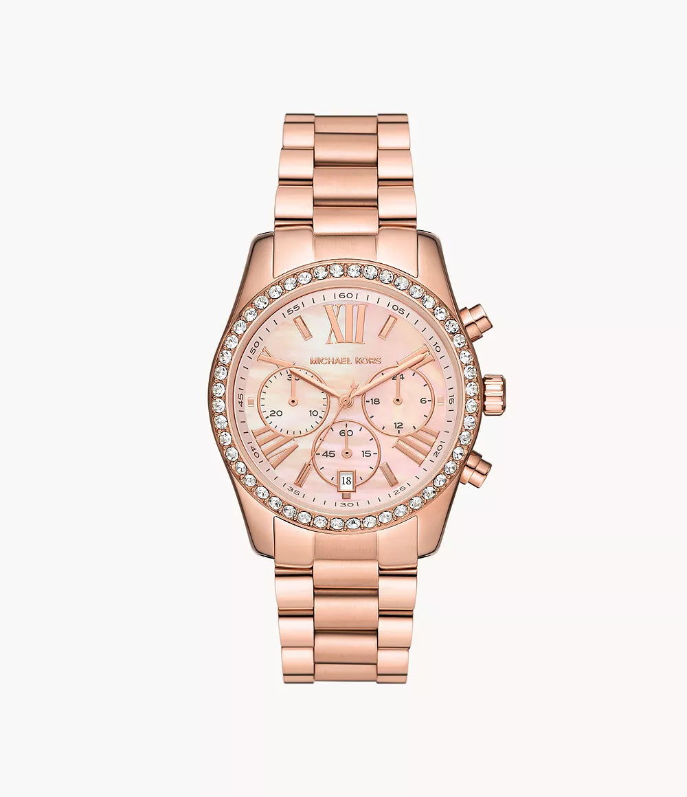 Michael Kors Lexington Lux Chronograph Rose Gold-Tone Stainless Steel Watch MK7242