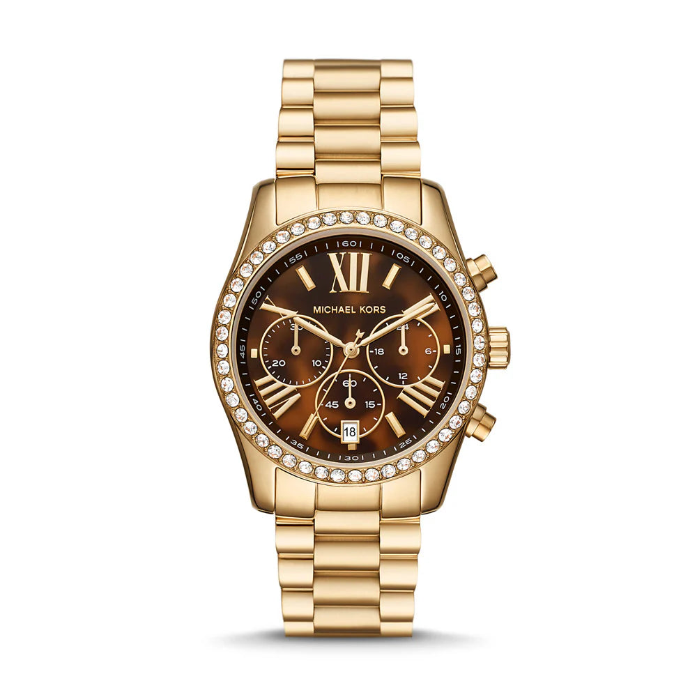 MK7276 Michael Kors Lexington Lux Chronograph Gold-Tone Stainless Steel Watch MK7276