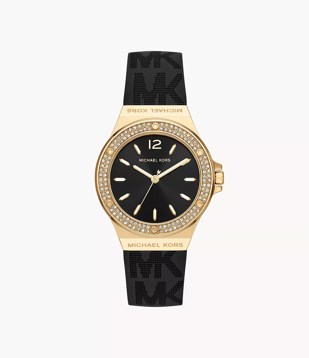 MK7281 Michael Kors Mini-Lennox Three-Hand Black Silicone Watch