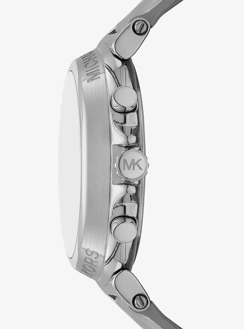 Maren Silver-Tone and Crocodile Embossed Leather Watch MK7509