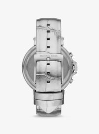 Maren Silver-Tone and Crocodile Embossed Leather Watch MK7509