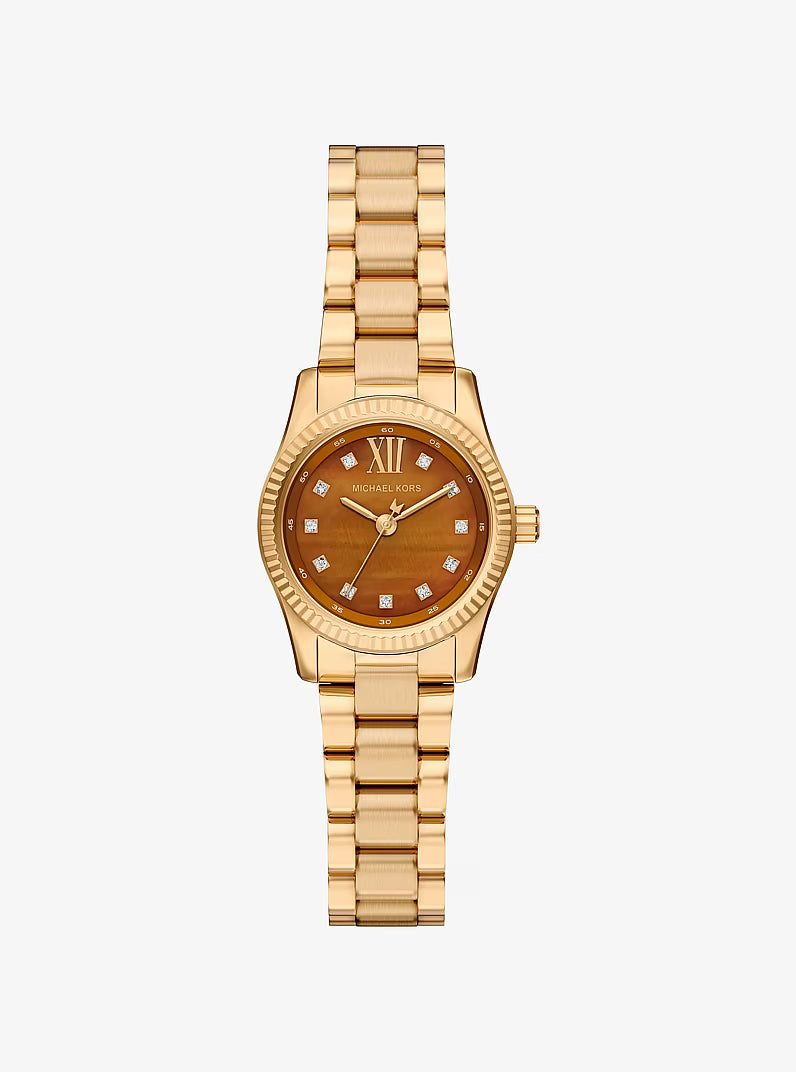 Petite Lexington Pavé Gold-Tone Watch MK7578