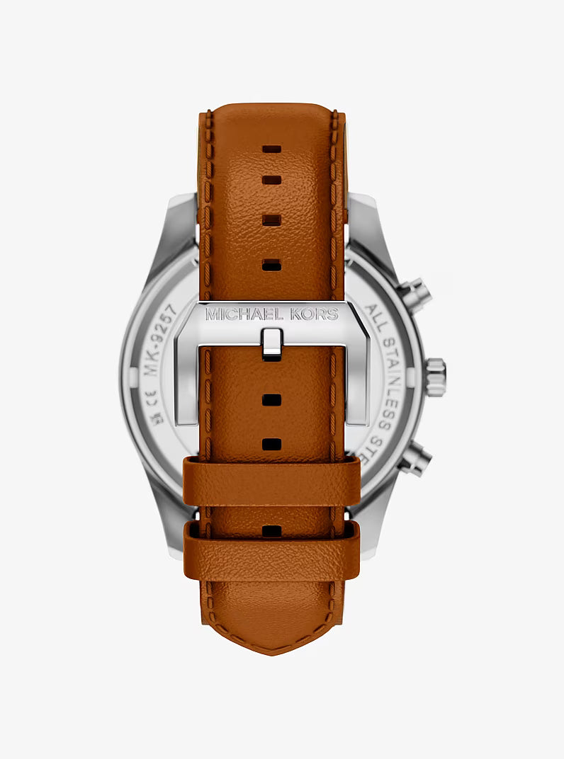 Oversized Lexington Two-Tone and Leather Watch MK9257