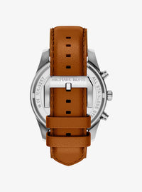 Oversized Lexington Two-Tone and Leather Watch MK9257