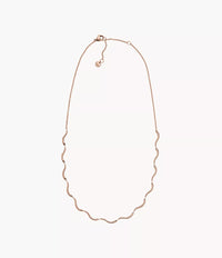 Wave Rose-Tone Stainless Steel Chain Necklace SKJ1745791