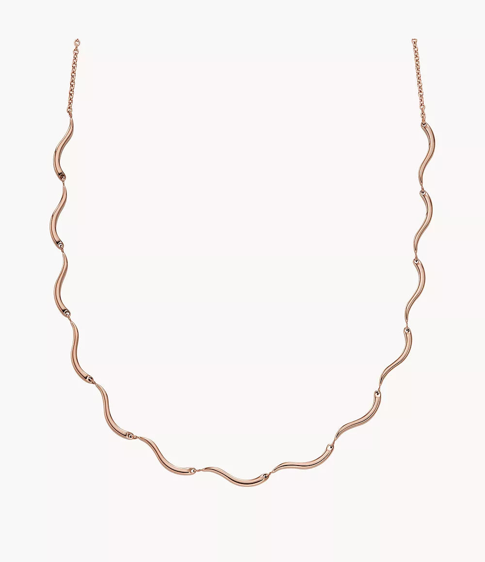 Wave Rose-Tone Stainless Steel Chain Necklace SKJ1745791