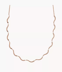 Wave Rose-Tone Stainless Steel Chain Necklace SKJ1745791