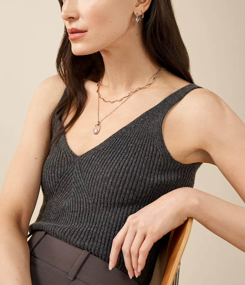 Wave Rose-Tone Stainless Steel Chain Necklace SKJ1745791