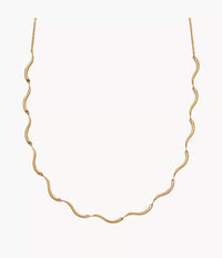 Skagen Wave Gold-Tone Stainless Steel Chain Necklace SKJ1746710