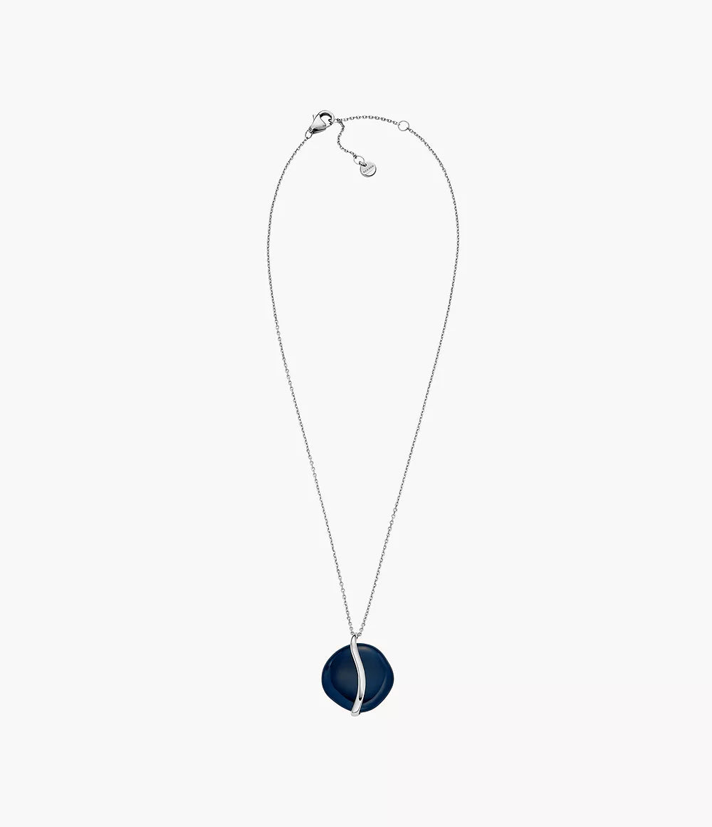 Sofie Sea Glass Blue Organic-Shaped Pendant Necklace SKJ1809040
