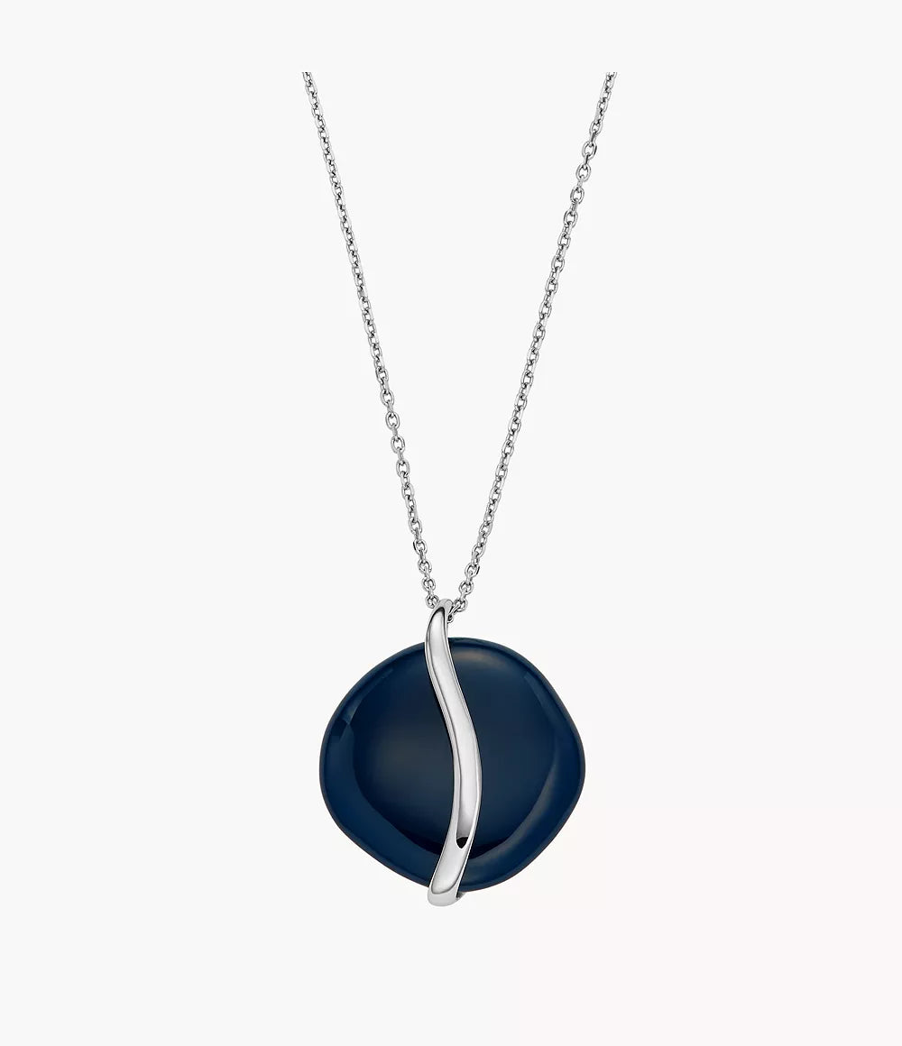 Sofie Sea Glass Blue Organic-Shaped Pendant Necklace SKJ1809040