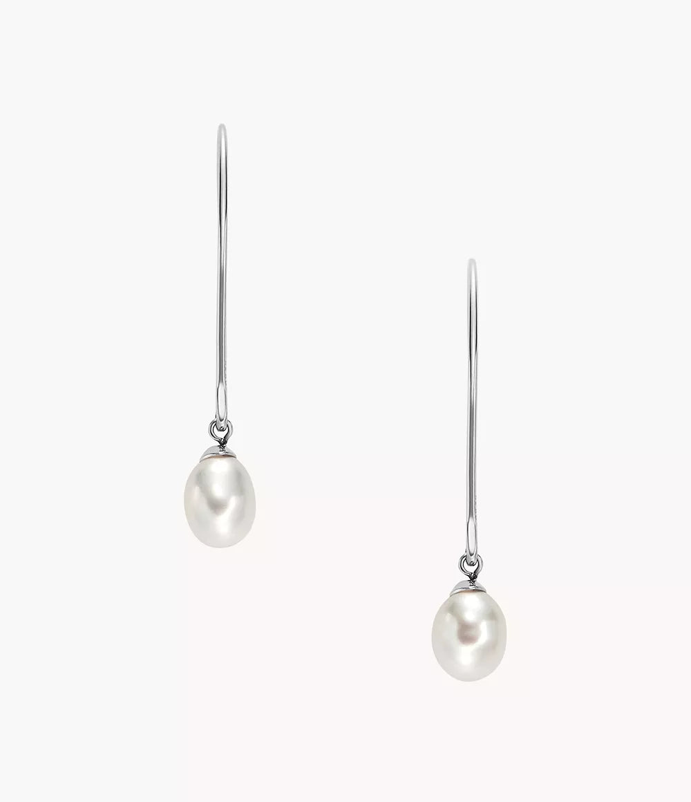 Agnethe Pearl White Freshwater Pear Pull-Through Earrings SKJ1834040