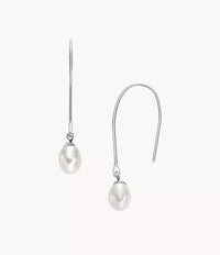 Agnethe Pearl White Freshwater Pear Pull-Through Earrings SKJ1834040