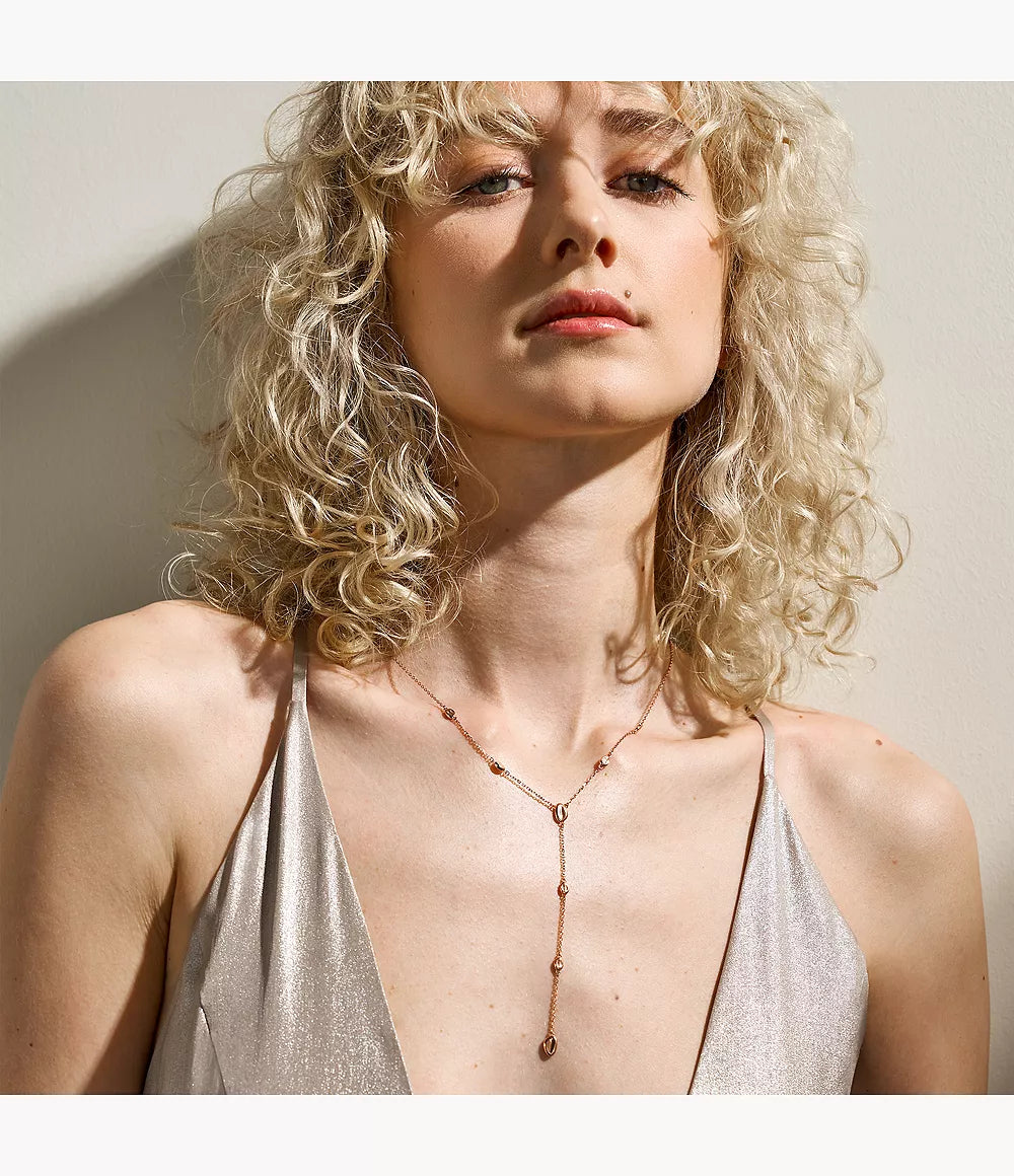 Anja Pebble Rose Gold Stainless Steel Y Necklace No rating value Same page link.   (0) SKJ1845791