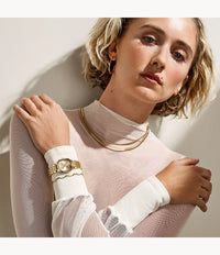 Moderne Stak Gold-Tone Stainless Steel Chain Necklace SKJ1866710