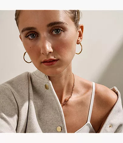 Moderne Stak Gold-Tone Stainless Steel Hoop Earrings SKJ1870710