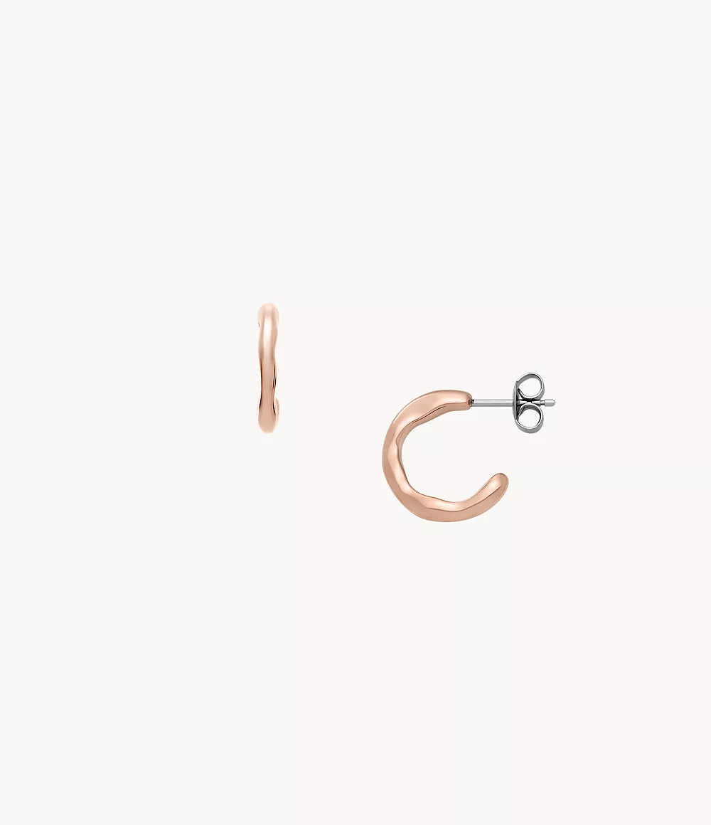 Moderne Stak Rose Gold-Tone Stainless Steel Hoop Earrings SKJ1873791