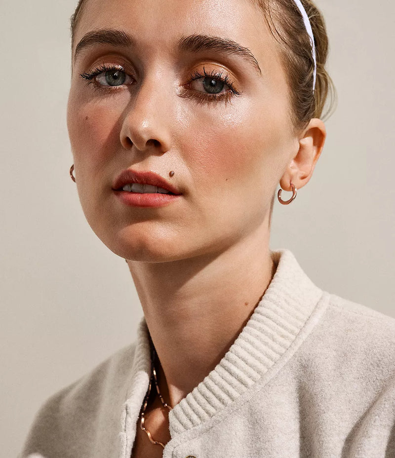 Moderne Stak Rose Gold-Tone Stainless Steel Hoop Earrings SKJ1873791