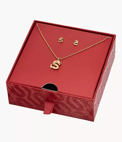 SKJB1017SET - Skagen LNY Gift Set Gold-Tone Stainless Steel Earrings and Necklace