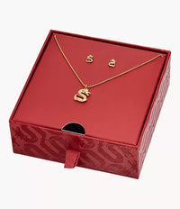 SKJB1017SET - Skagen LNY Gift Set Gold-Tone Stainless Steel Earrings and Necklace