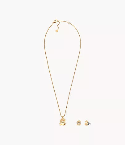 SKJB1017SET - Skagen LNY Gift Set Gold-Tone Stainless Steel Earrings and Necklace