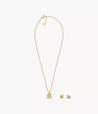 SKJB1017SET - Skagen LNY Gift Set Gold-Tone Stainless Steel Earrings and Necklace