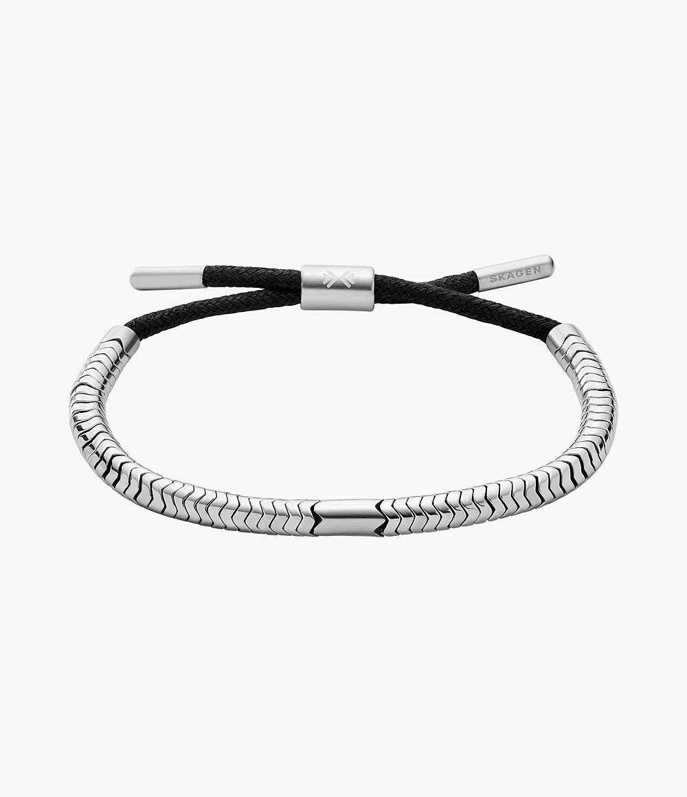 Skagen Pelle Silver-Tone Hematite Beaded Bracelet SKJM0236040