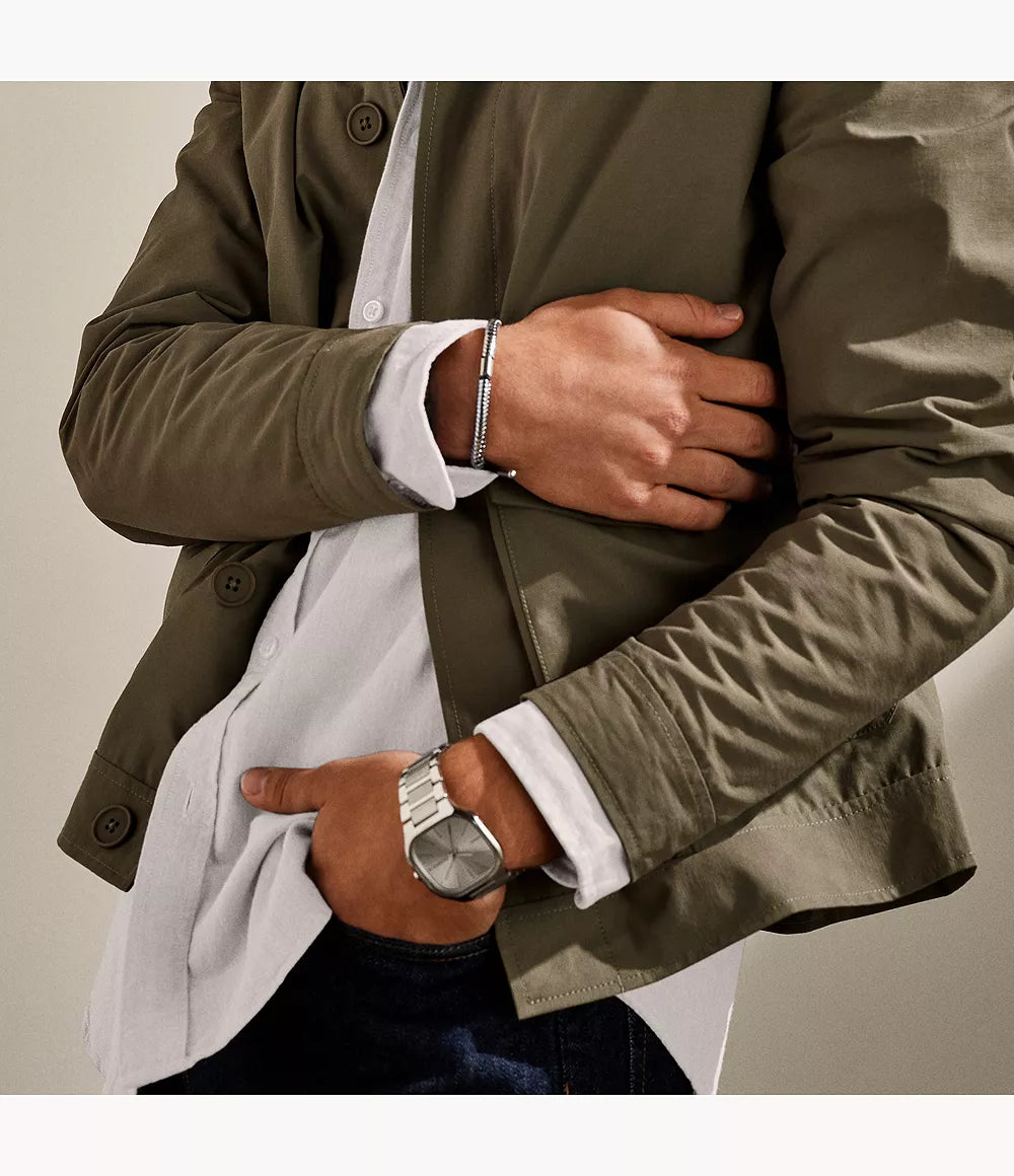 Skagen Pelle Silver-Tone Hematite Beaded Bracelet SKJM0236040